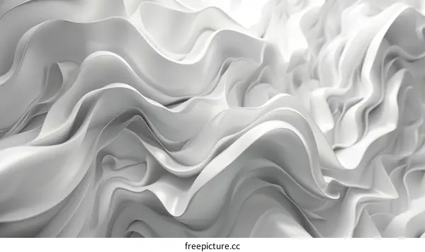 White Fabric Waves 3D Render