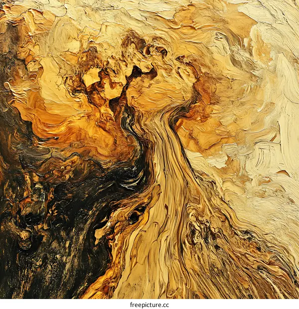 Abstract Gold and Black Swirls Art