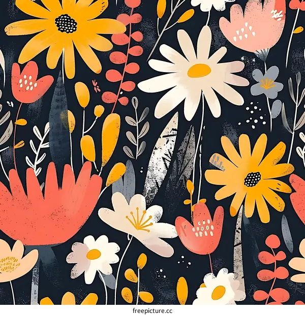 Colorful Floral Pattern Seamless Design