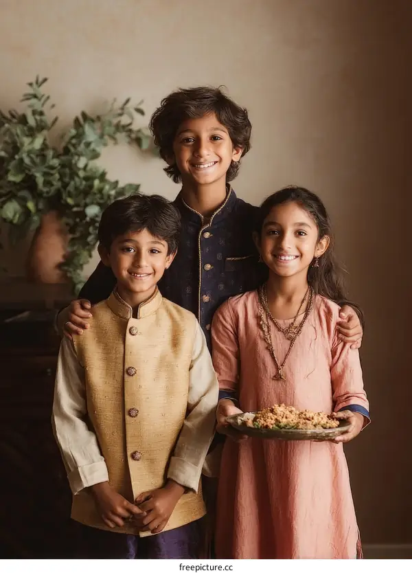 Happy Children Sharing a Meal