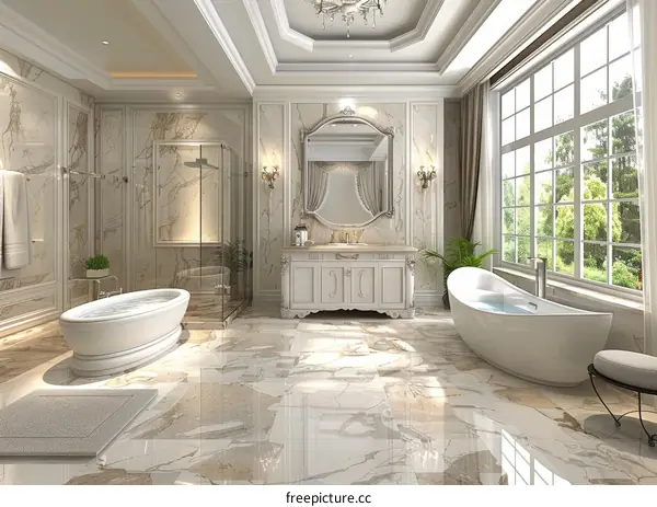 Luxury Classic Bathroom Design Illustration
