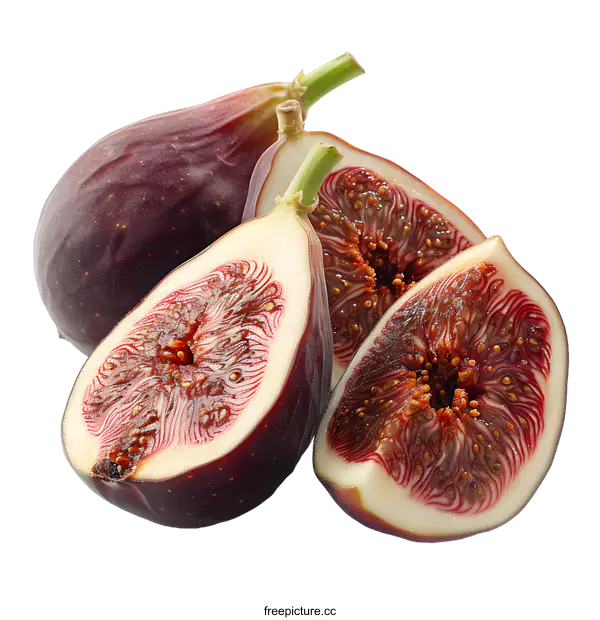 [Transparent Background PNG]Fresh ripe figs isolated on white background