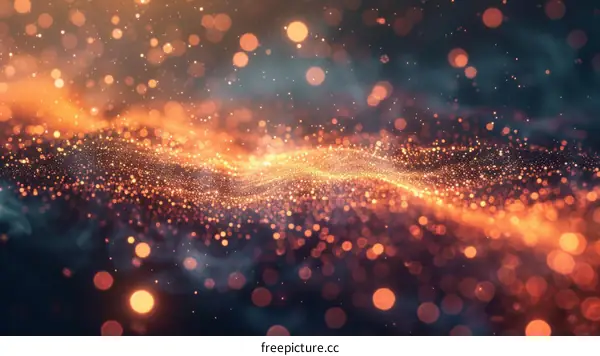 Abstract Orange Particle Waves Background
