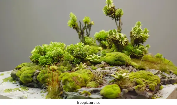 Closeup of Miniature Mossy Landscape