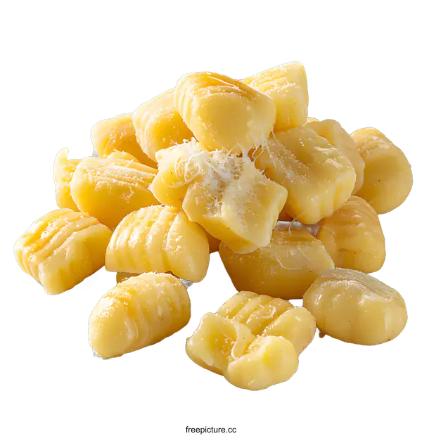 [Transparent Background PNG]Pile of cooked gnocchi on a white background