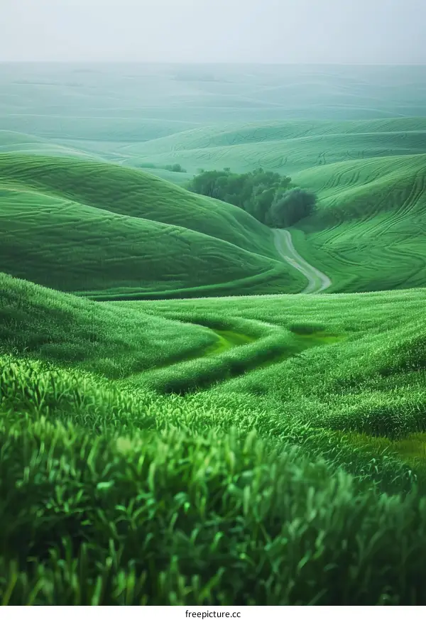 Rolling Green Hills Countryside Landscape