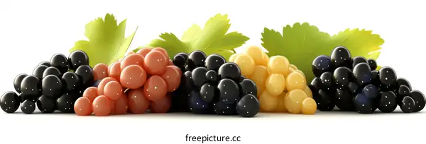 Colorful Grapes with Green Leaves