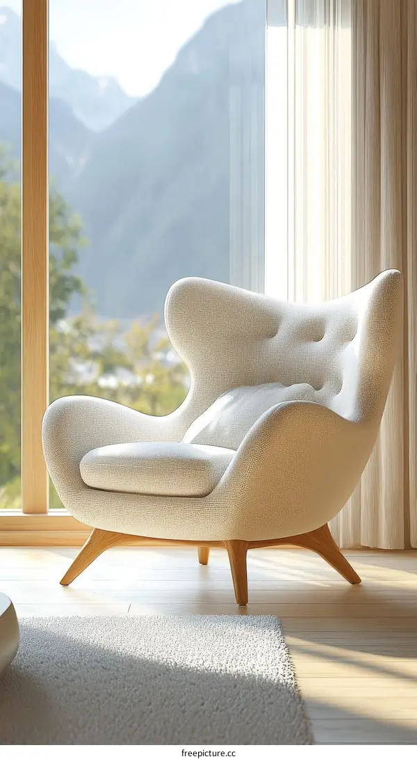 Modern White Armchair by the Window