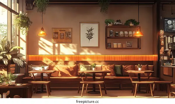 Warm and Cozy Cafe Interior Illustration