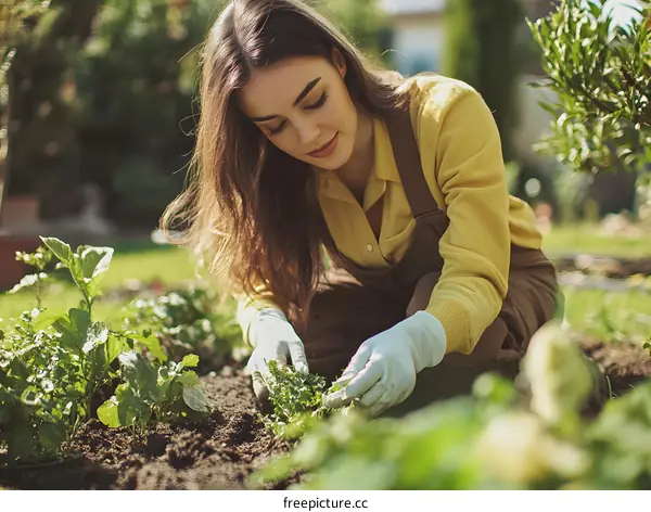 Woman Gardening In The Garden
