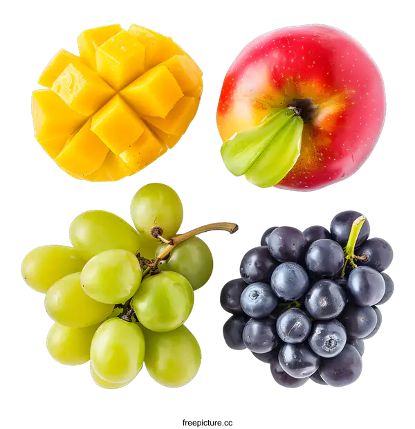 [Transparent Background PNG]Fresh Fruit Assortment Isolated on White Background