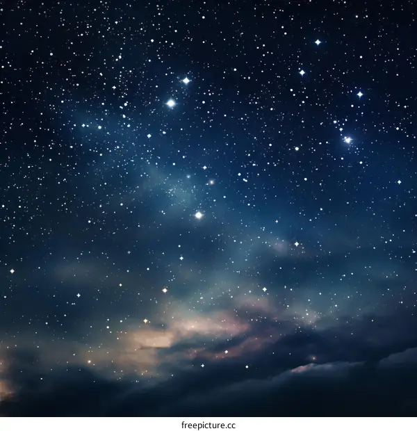 Starry Night Sky with Clouds
