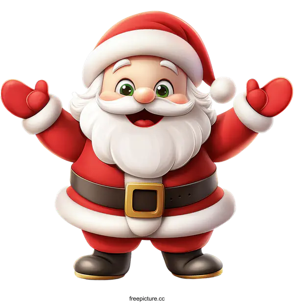 [Transparent Background PNG]Cheerful Cartoon Santa Claus Illustration