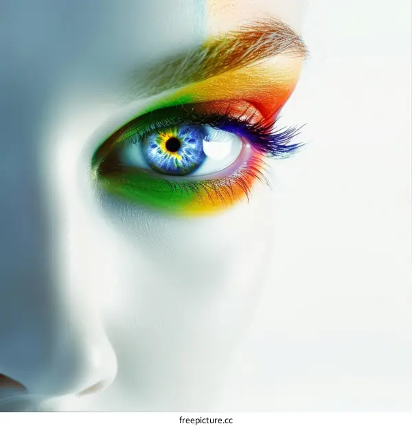 Colorful eye makeup macro photography
