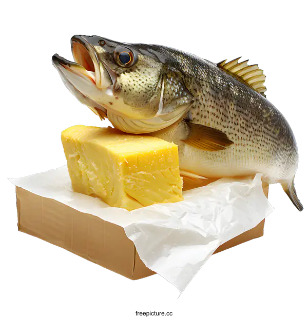 [Transparent Background PNG]Fresh Fish and Cheese on White Background