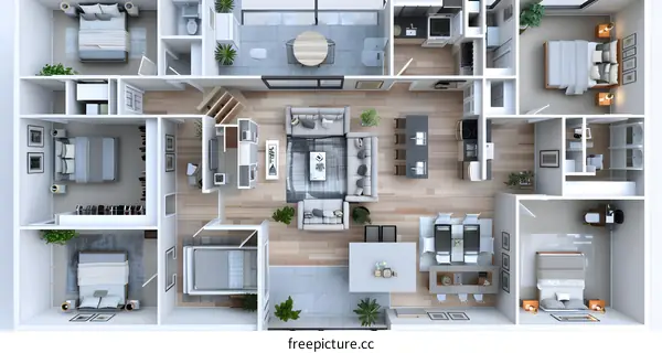 Modern Floor Plan Design for a Luxury Apartment