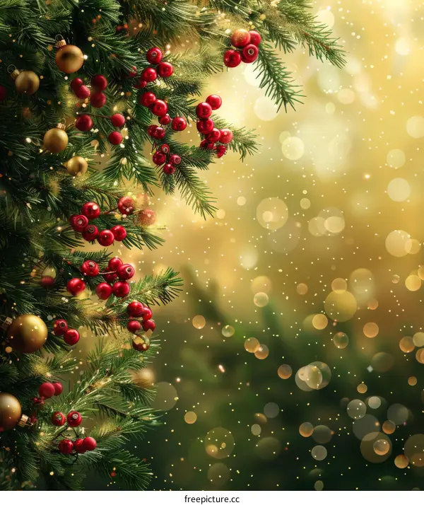 Christmas tree branch decorated for Christmas