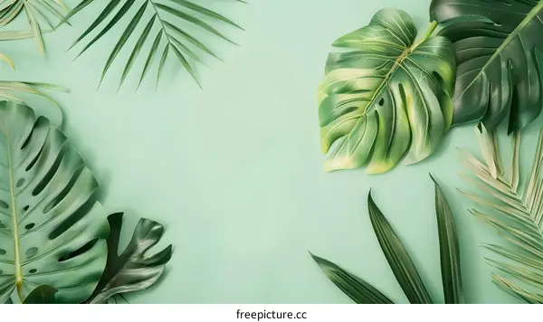 Tropical Leaves Green Background
