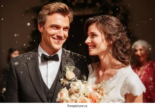 A Romantic Wedding Ceremony with Throwing Rice