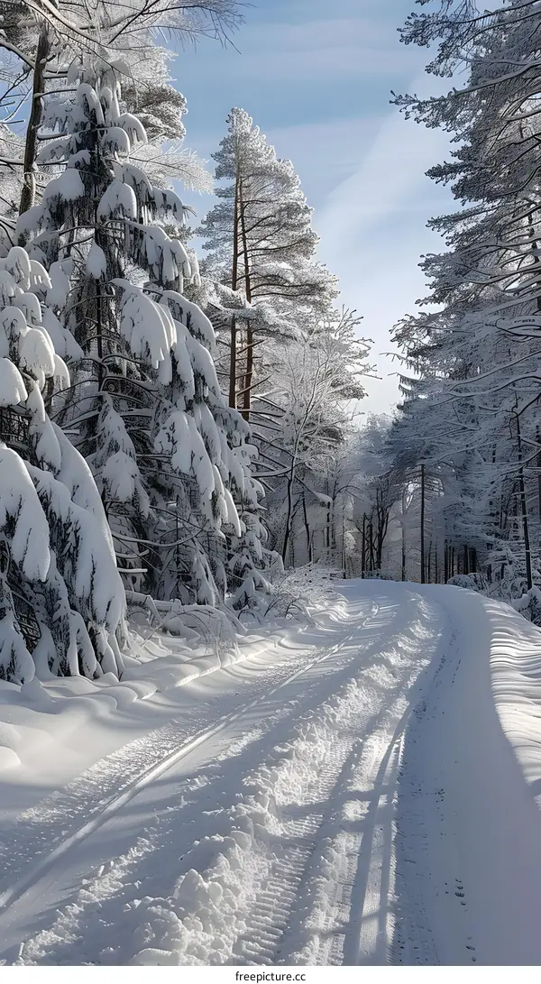 The snow-covered forest