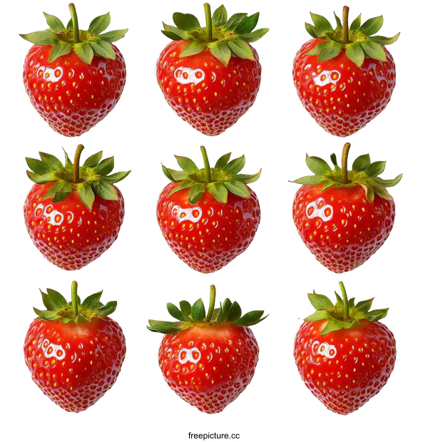 [Transparent Background PNG]Fresh Red Strawberries Pattern
