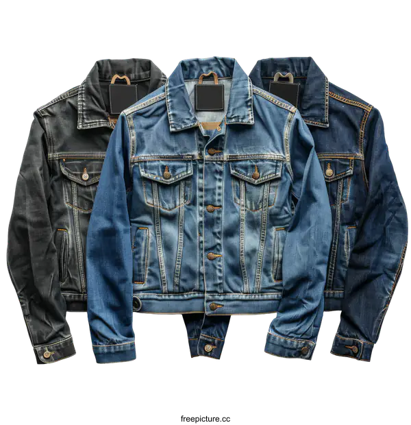 [Transparent Background PNG]Three Denim Jackets on transparent background