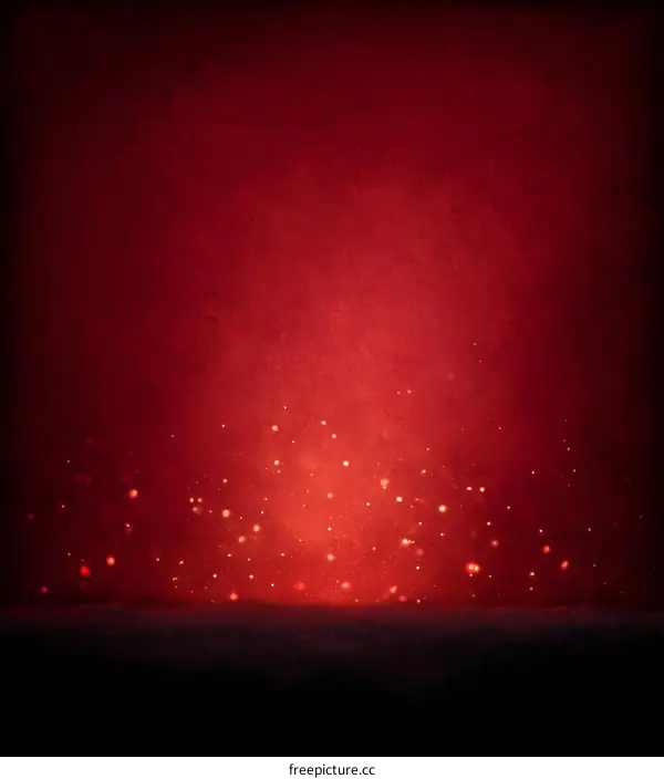 Abstract Red Background with Sparkling Particles