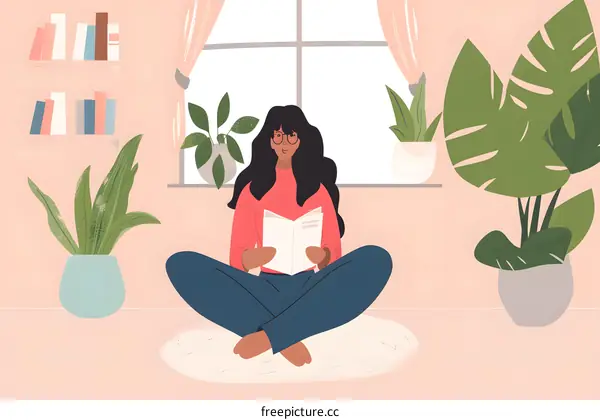 Woman Reading a Book in a Cozy Home