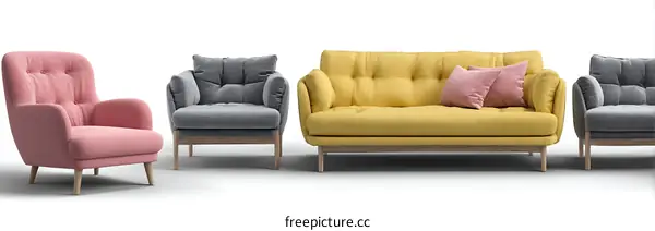 Modern Colorful Sofa and Armchair Collection