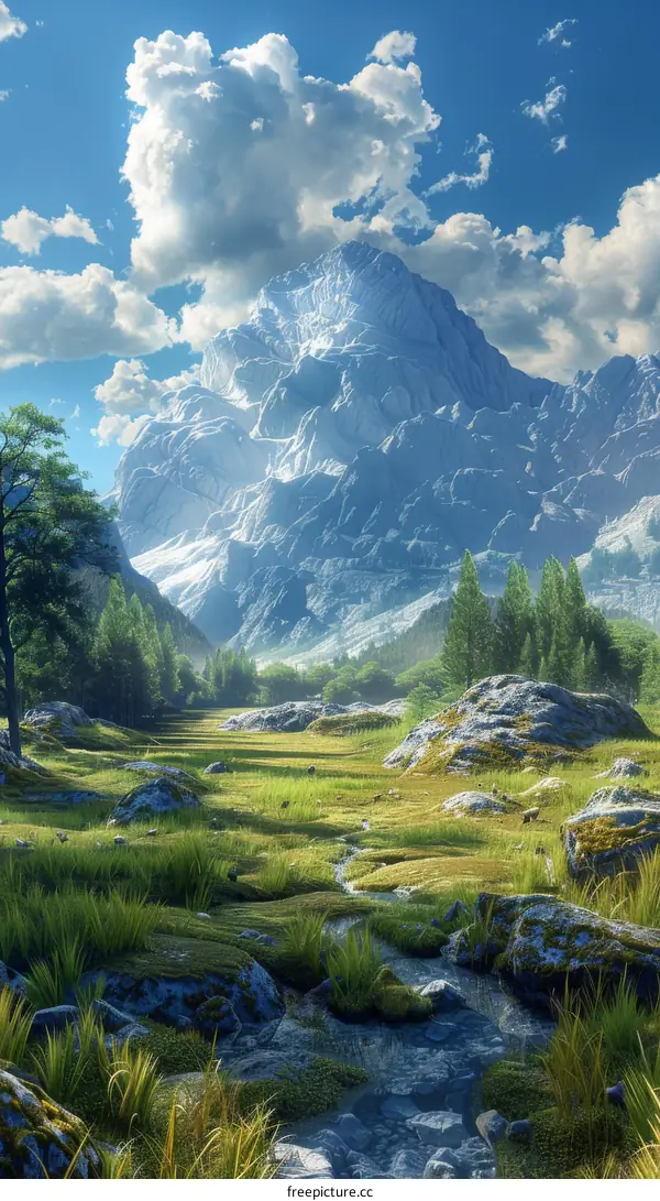 Fantasy Mountain Peak and Forest