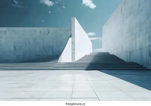 Modern Architecture with White Walls and Stairs
