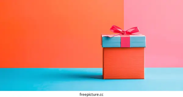 Gift Box on Colorful Background