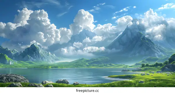 Fantasy mountains and lakes