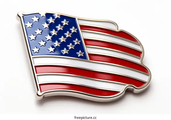 Metal American Flag Emblem with 13 Stars and 13 Stripes