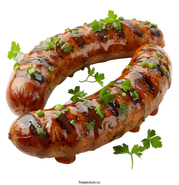 [Transparent Background PNG]Grilled sausages with herbs