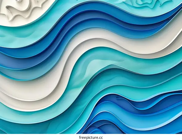 Blue and white abstract waves background