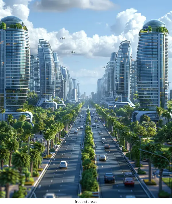 Futuristic Cityscape Highway Illustration