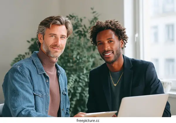 Two Caucasian and African Business Colleagues