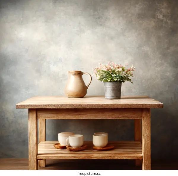 Wooden Coffee Table with Rustic Decor