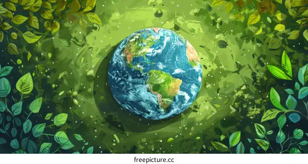Green Earth Background with Lush Leaves