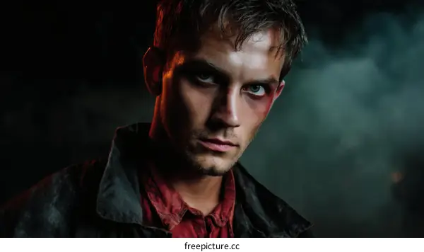 Close Up Portrait of a Wounded Man