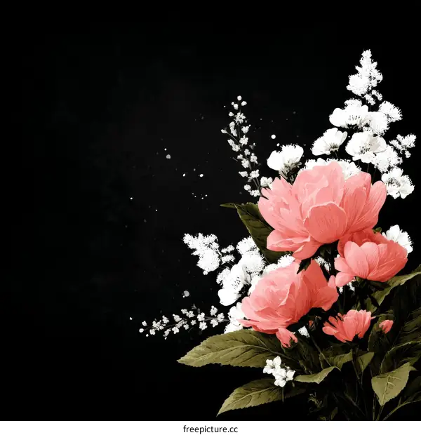 Elegant Floral Arrangement on a Black Background