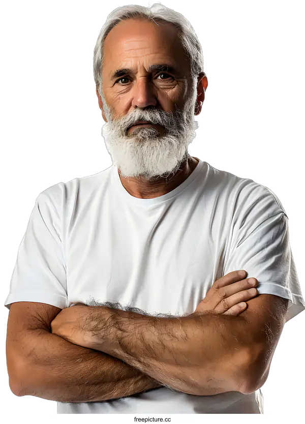 [Transparent Background PNG]portrait of a senior man with a beard