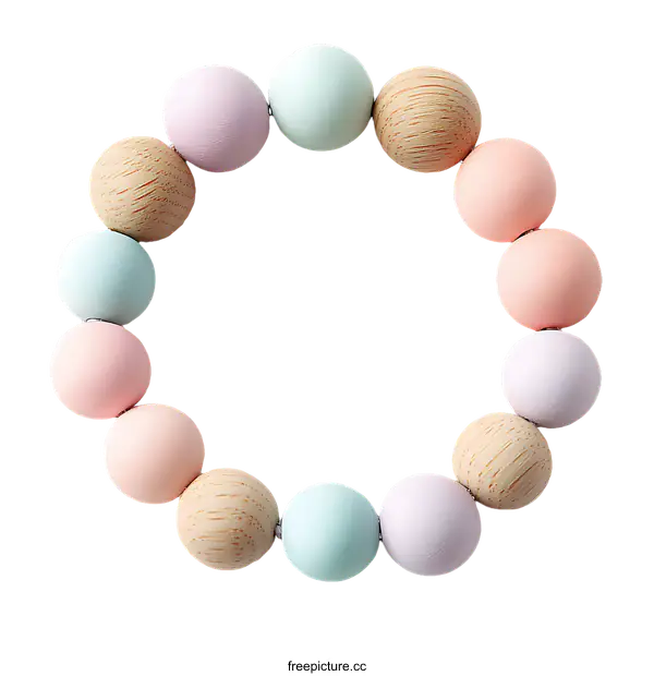 [Transparent Background PNG]Pastel Colored Wooden Bead Bracelet