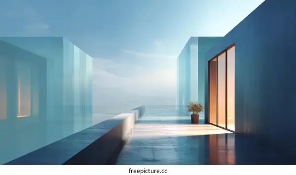 Modern Glass Architecture Rooftop Terrace