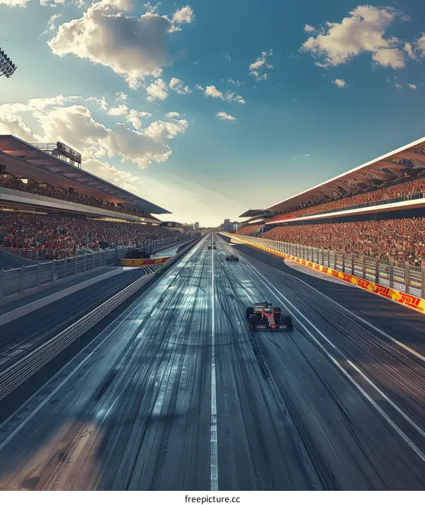 Formula One cars racing on a track