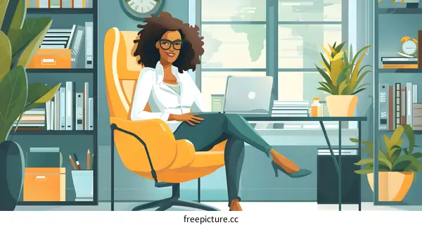 Confident businesswoman sitting in her office