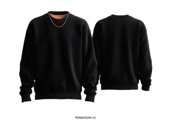 [Transparent Background PNG]Black Sweatshirt Mockup Front and Back View