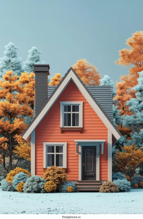 Cozy Wooden House in Snow-Covered Woods