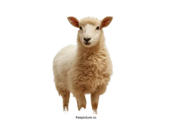 [Transparent Background PNG]Adorable Sheep Portrait Against a White Background